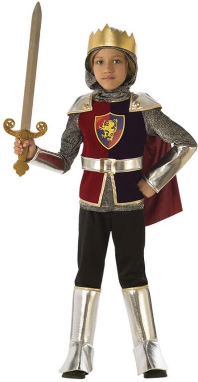 Rubies: Medieval - Costume Cavaliere Reale (Tunica Con Mantello E Cintura, Cappuccio, Pantaloni Con Copristivali E Corona Tg. L)