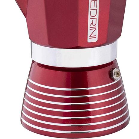 Caffettiera Infinity 3 Tazze Lega di Alluminio Macchinetta Caffe Pedrini Rosso - 2