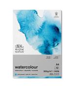 Winsor & Newton Blocco Acquerello 21x29,7 Cm. (a4) Collato 1 Lato 12 Fogli Gr300 Grana Fina 25% Cotone