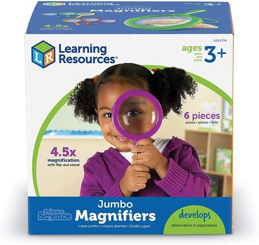 Learning Resources- Lenti di ingrandimento Jumbo (Set da 6), Colore, LER2774 - 2