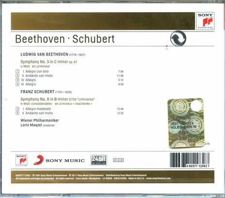 Sinfonia n.5 / Sinfonia n.8 - CD Audio di Ludwig van Beethoven,Franz Schubert,Lorin Maazel,Wiener Philharmoniker - 2