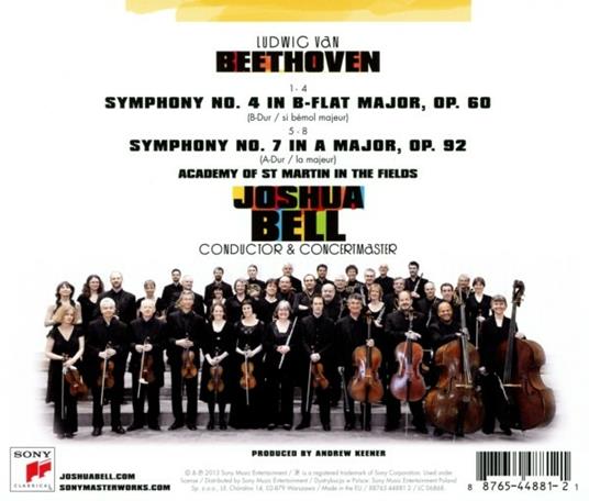 Sinfonie n.4, n.7 - CD Audio di Ludwig van Beethoven,Joshua Bell,Academy of St. Martin in the Fields - 2
