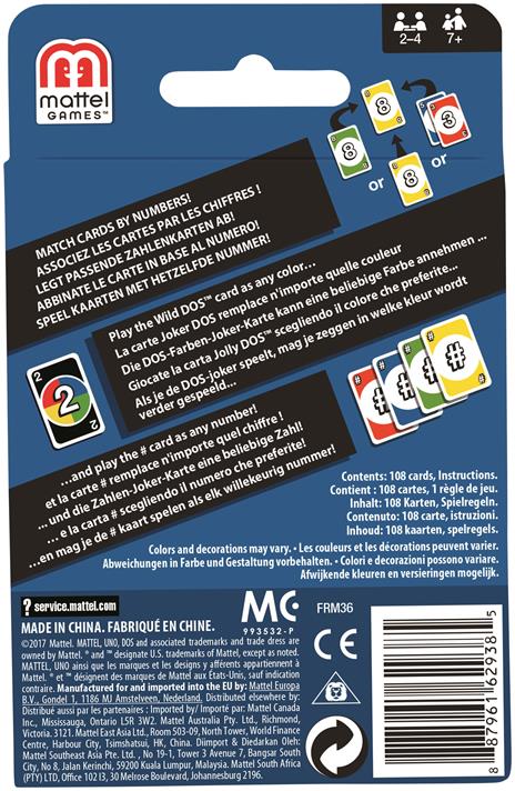 UNO - DOS. Mattel Games. Gioco di carte - Mattel - Games - Giochi di  abilità - Giocattoli | IBS