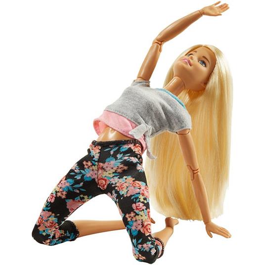 Barbie Bambola con 22 Punti Snodabili con Capelli Biondi e Abiti da Yoga. Multicolore - 4