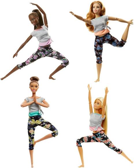 Barbie - Bambola Snodata con 22 Punti di Snodo e Accessori da Yoga, Assortimento Casuale, 3+ Anni