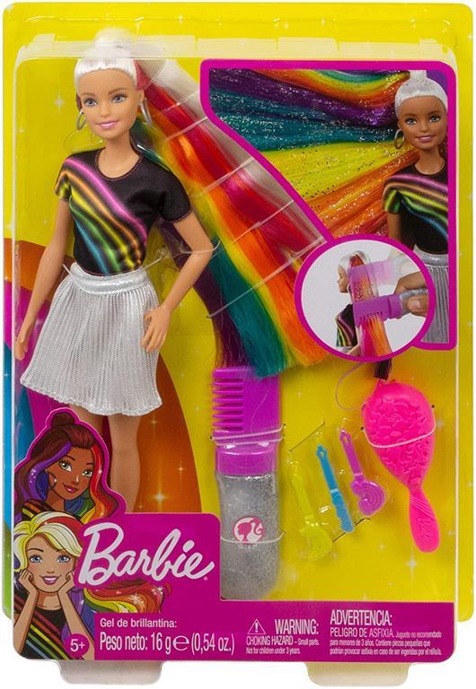 Barbie - Capelli Multicolor con funzione cambia colore e 16 accessori  inclusi, per bambini 3+ anni - Giocheria