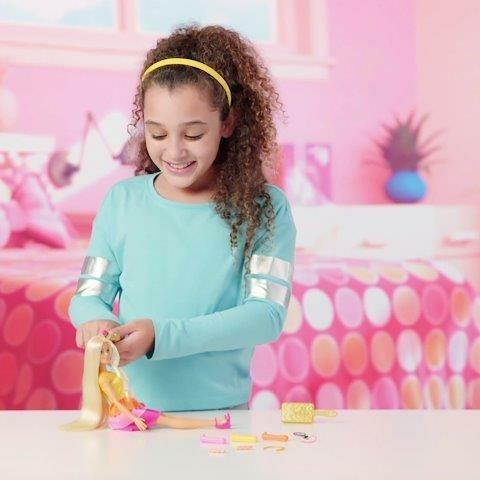 Barbie- Ricci Perfetti, Bambola Bionda con Capelli Lunghi da Pettinare –