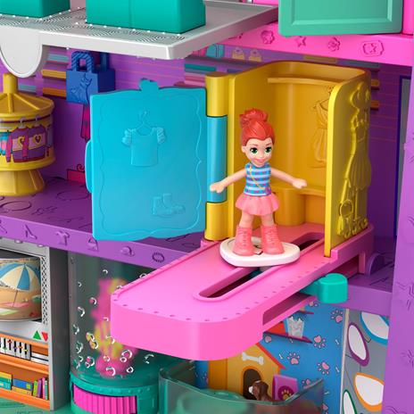 Polly Pocket Mega Mall. Playset Centro Commericale con Due Bambole. Ascensore e Accessori - 4