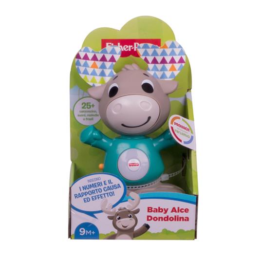 Fisher Price Parlamici Baby Alce Dondolina, Giocattolo Istruttivo per Bambini 9+ Mesi. Mattel (GJB17) - 6