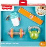 Fisher Price Set Regalo Baby Muscoli, 4 Giocattoli a Tema Fitness con Pesetti e Massaggiagengive Neonati 3+Mesi, GJD49