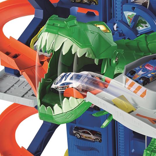 Hot Wheels- Assalto del T-Rex Robot al Mega Garage Multipiano, 2 Veicoli Inclusi, può Contenere più di 100 Macchinine - 7