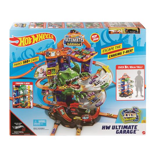 Hot Wheels- Assalto del T-Rex Robot al Mega Garage Multipiano, 2 Veicoli Inclusi, può Contenere più di 100 Macchinine - 9