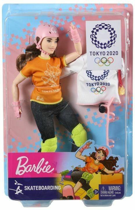 Barbie Carriere Giochi Olimpici Tokyo 2020, Bambola Skateboarder con  Accessori Giocattolo per Bambini 3+ Anni, GJL78