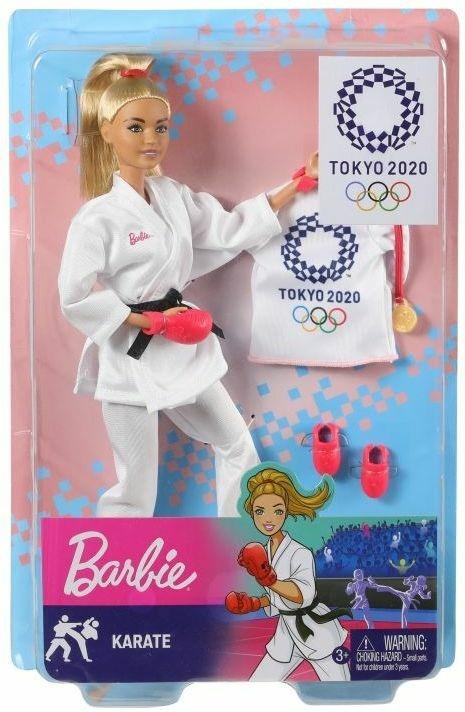 Barbie Carriere Giochi Olimpici Tokyo 2020, Bambola con Kimono da Karate e Accessori Giocattolo per Bambini 3+ Anni, GJL74