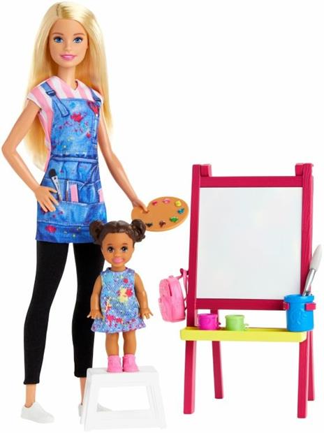 Barbie Carriere Playset Insegnante di Pittura Bionda con Bambola e Accessori Giocattolo per Bambini 3+ Anni, GJM29 - 3