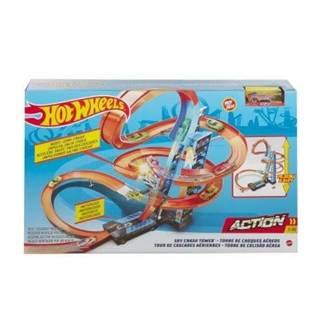 ?Hot Wheels Sky Crash Tower Pista Alta 60cm con Booster Motorizzato e Macchinina. Mattel (GJM76) - 5