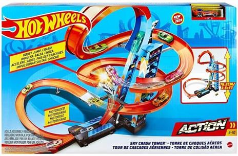 ?Hot Wheels Sky Crash Tower Pista Alta 60cm con Booster Motorizzato e Macchinina. Mattel (GJM76) - 6