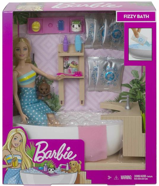 Barbie Vasca da Bagno Playset con Bambola Bionda e Accessori, Giocattolo  per Bambini 3+ Anni. Mattel (GJN32)