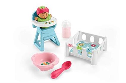 Fisher-Price Little People Babies, Playset con Personaggio e Accessori Giocattolo per Bambini 18+ Mesi, Multicolore, GKP65