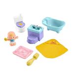 Fisher-Price- Little People Playset del Bagnetto con Bimbo e 6 Accessori Giocattolo per Bambini 18+ Mesi Multicolore GKP66