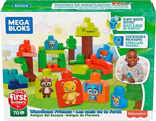 Mega Bloks First Builders Amici del Bosco Bio, Contiene 70 Blocchi da Costruzione, Eco-Sostenibili, Giocattolo per Bambini 1+ Anni, GMB63