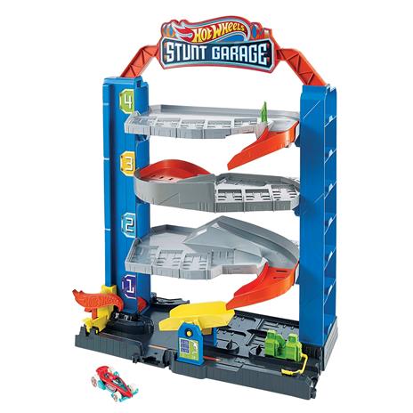 Hot Wheels City Garage delle Acrobazie, con ascensore per i piani superiori, con collegamenti per altri set