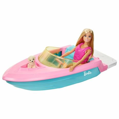 Barbie- Playset con Bambola Bionda, Motoscafo galleggiante con cucciolo e accessori, giocattolo per bambini 3+anni - 2