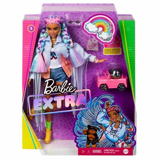 Barbie Extra Bambola con giubbotto di jeans, trecce arcobaleno, Cucciolo e  Accessori alla Moda, Giocattolo per Bambini 3+Anni - Barbie - Barbie Fab -  Bambole Fashion - Giocattoli | IBS