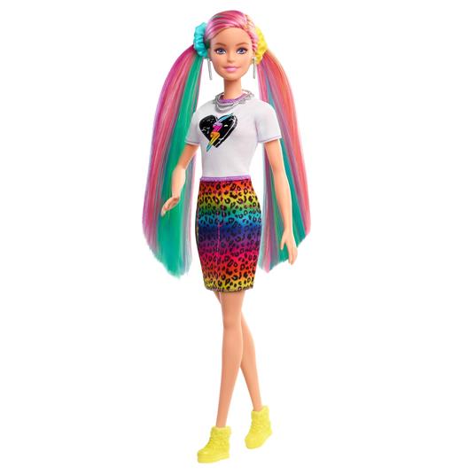 Barbie - Capelli Multicolor, bambola bionda con capelli con funzione cambia  colore, include 16 accessori alla moda