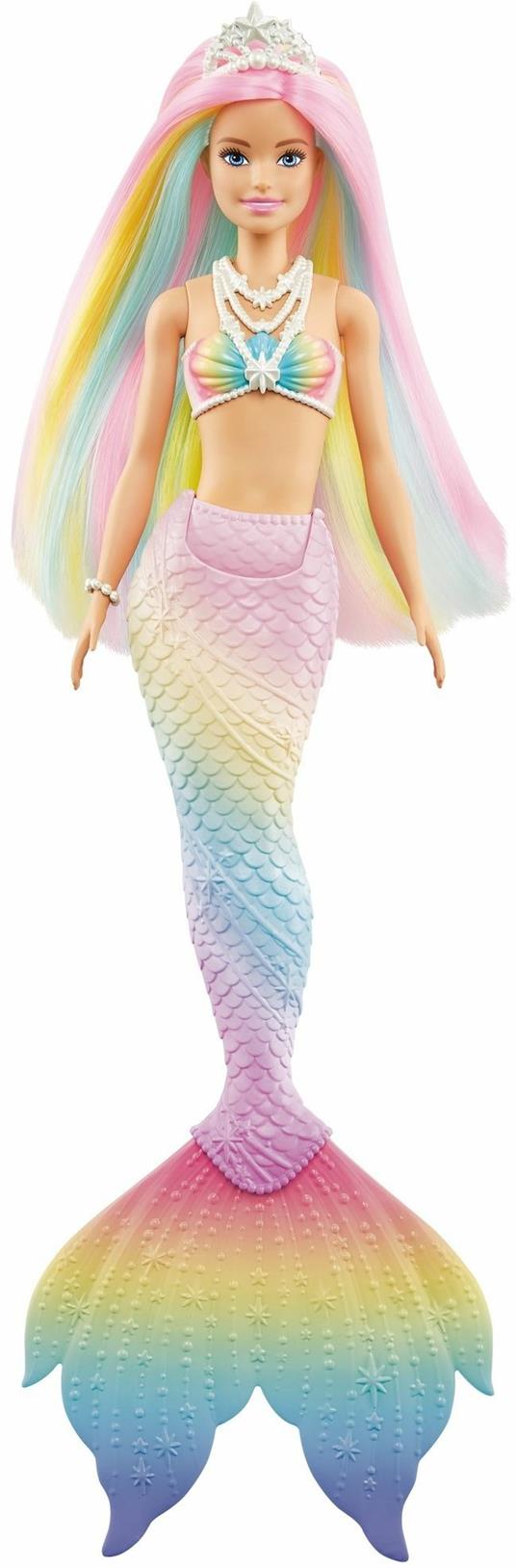 Barbie Bambola Sirena Cambia Colore con Capelli Arcobaleno,Giocattolo per  Bambini 3+Anni