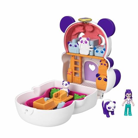 Polly Pocket Cofanetto Flip Panda, con Micro Bambola, Panda e Scomparti a Sorpresa,Giocattolo per Bambini 4+Anni - 2