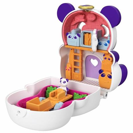 Polly Pocket Cofanetto Flip Panda, con Micro Bambola, Panda e Scomparti a Sorpresa,Giocattolo per Bambini 4+Anni - 5