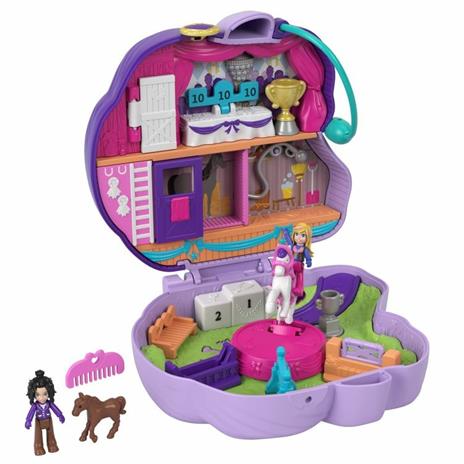 Polly Pocket Cofanetto Maneggio dei cavalli con 2 Micro Bambole, Cavalli e Accessori, Giocattolo per Bambini 4+Anni, GTN14 - 2