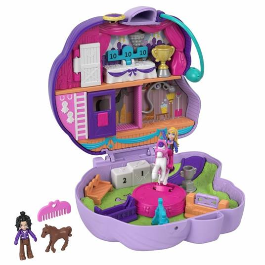 Polly Pocket Cofanetto Maneggio dei cavalli con 2 Micro Bambole, Cavalli e Accessori, Giocattolo per Bambini 4+Anni, GTN14 - 2