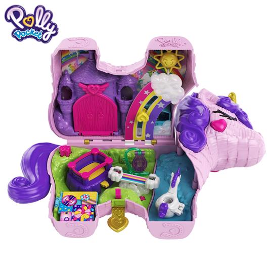 Polly Pocket- Unicorno Magiche Sorprese Playset Con Micro Bambole Polly E  Lila, Accessori Giocattolo Per Bambini 4+Anni, Multicolore, GVL88