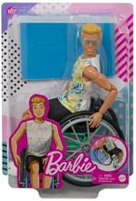 Barbie- Ken Fashionista con Sedia a Rotelle e Rampa, vestiti alla moda e accessori, giocattolo per bambini 3+anni