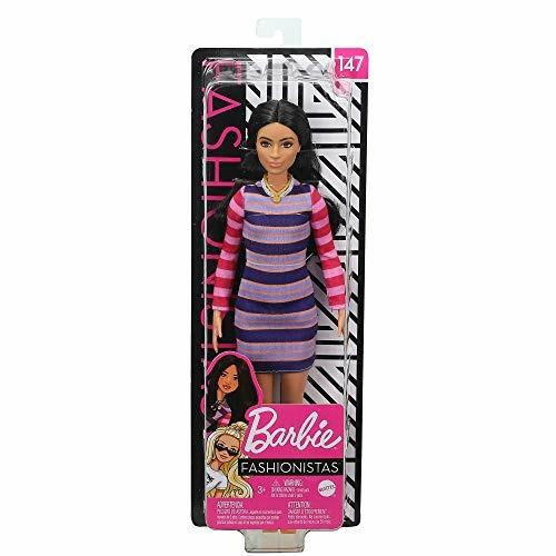 Barbie Fashionistas Bambola con Capelli Lunghi Castani, Abito a Righe e  Accessori, Giocattolo per Bambini 3+Anni - Barbie - Barbie Fab - Bambole  Fashion - Giocattoli | IBS