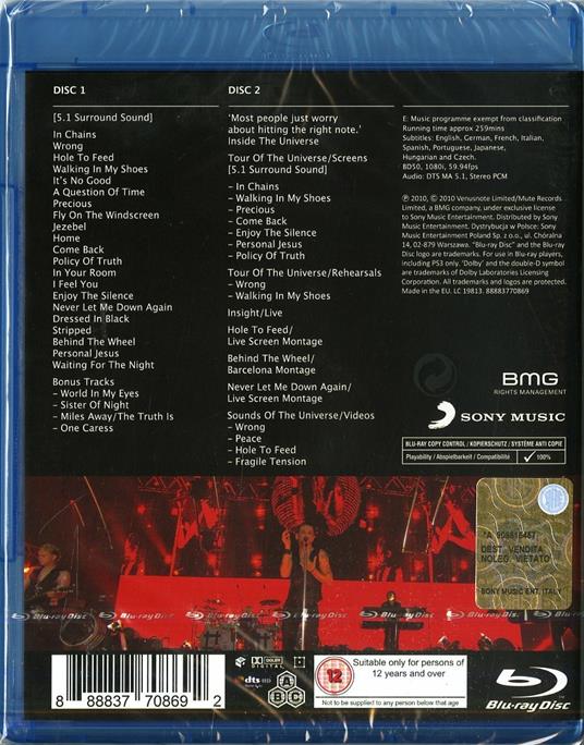 Depeche Mode. Tour of the Universe. Barcelona 20/21.11.09 (2 Blu-ray) - Blu-ray di Depeche Mode - 2