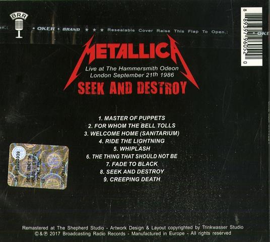 Fade to Black Live in London 21-09-1986 - CD Audio di Metallica - 2