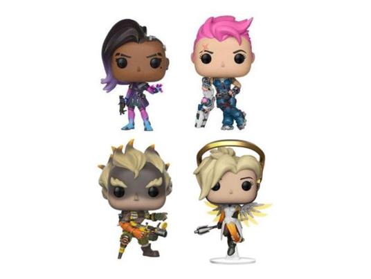 Overwatch Pop! Games Vinile Figura 4-Pack Sombra / Zarya / Junkrat / Mercy (Glow) 9 Cm Funko