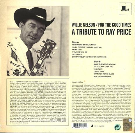 For the Good Times. A Tribute to Ray Price - Vinile LP di Willie Nelson - 2