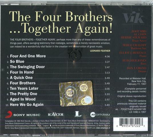 The Four Brothers... Together Again! - CD Audio di Serge Chaloff,Al Cohn,Zoot Sims,Herb Steward - 2