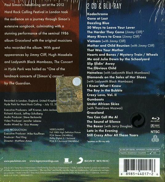 The Concert in Hyde Park - CD Audio + Blu-ray di Paul Simon - 2