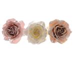 3 Rose Con Clip 14Cm Decorazione Natale