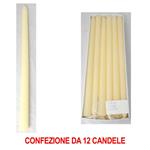 Set 12 Candele Classiche 2X3Cm Avorio In Cera Per Casa Ristorante Albergo