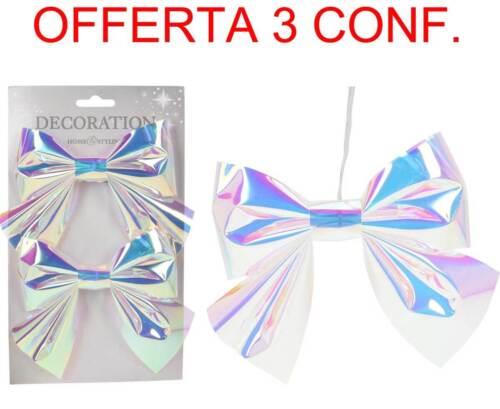 Offerta 3 Confezioni Di Fiocchi Iridescenti 18cm Appendibili Natale Albero