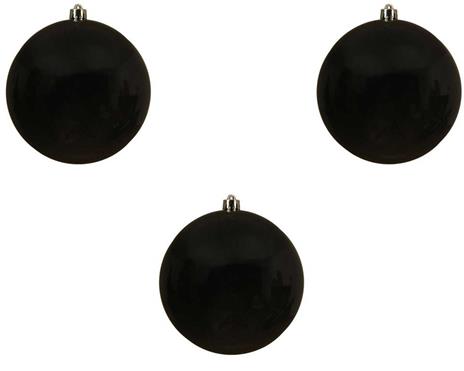 Offerta 3 Palline Di Natale 14 Cm Nero Lucido Addobbi Appendibili Decoro Albero