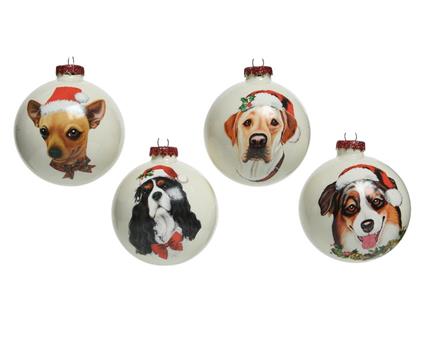 Offerta 3 Palline Con Cani Natalizi 8cm Modello Assortito Addobbi Natale Albero