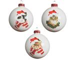 Offerta 3 Palline Bianche Con Gatto Natalizio 8cm Assortite Natale Albero Addobbi