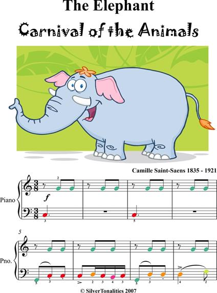 The Elephant Carnival of the Animals Easiest Piano Sheet Music - Saint-Saens Camille - ebook